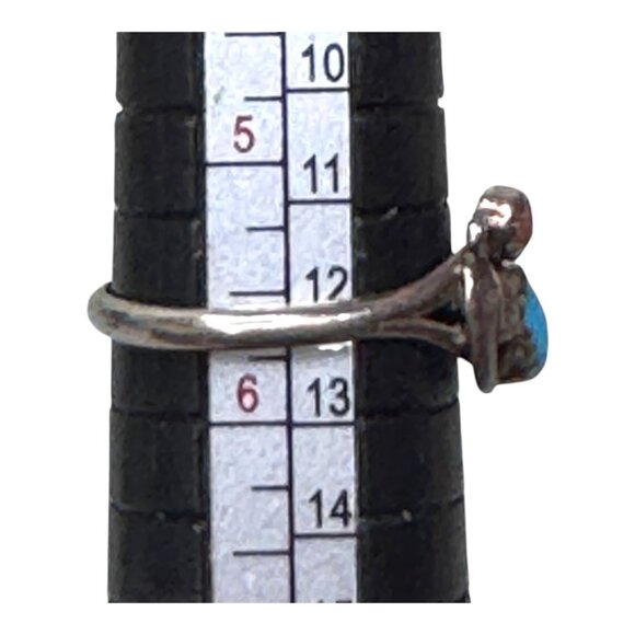 Vintage Navajo Old Pawn Turquoise Coral Sterling Silver Artisan Ring SW 5.75 - Picture 4 of 10
